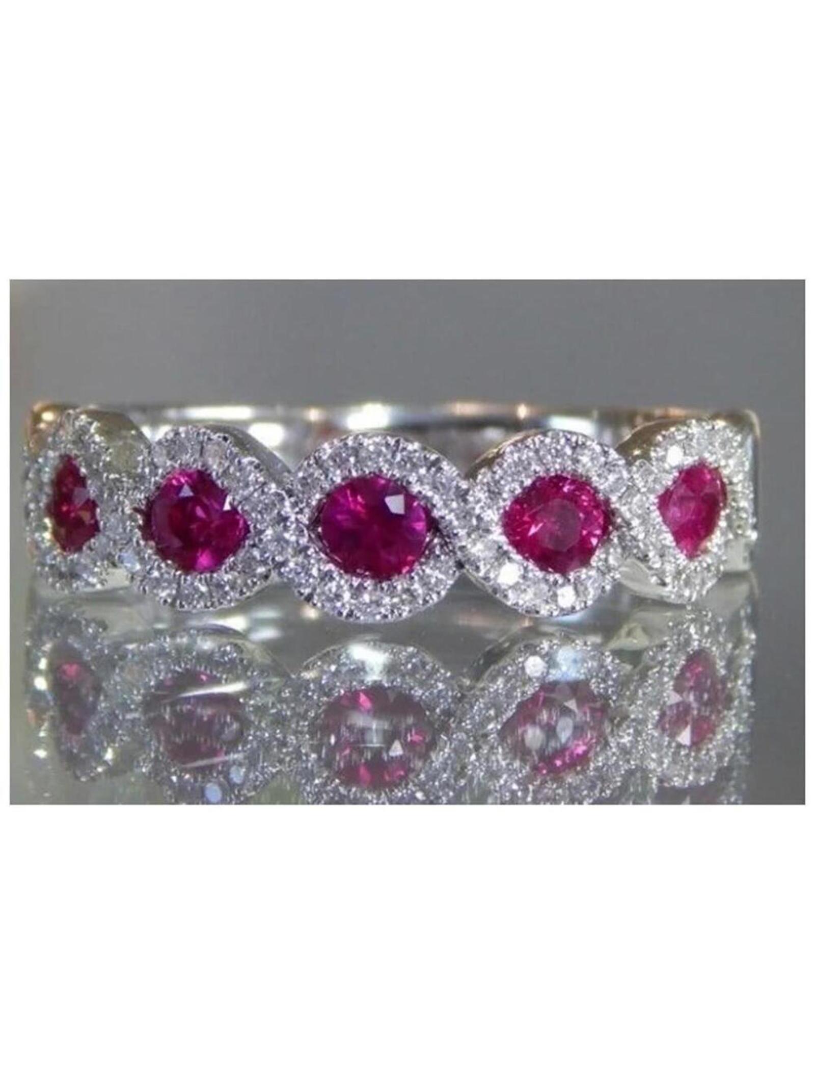 Red Infinity Water Wave Ring - Silver - Czs - Size 7.